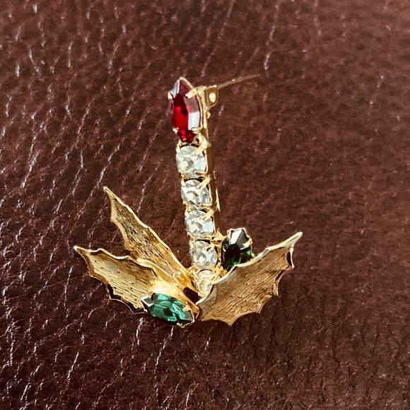 Holiday candlestick brooch pin - Picture 5 of 9